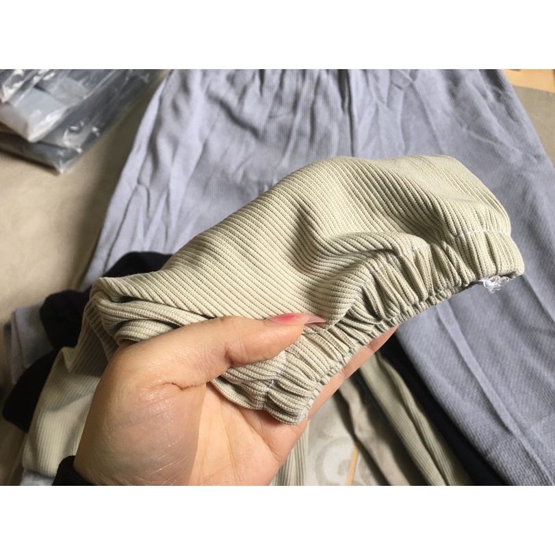 Quần nỉ jogger nữ ống rộng bo gấu nhung tăm mịn cá tính UNISEX HÌNH THẬT