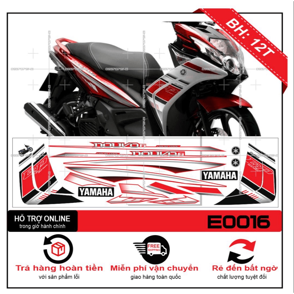 TEM XE NOUVO SX ZIN TRẮNG ĐỎ -- SHIN DECAL 2
