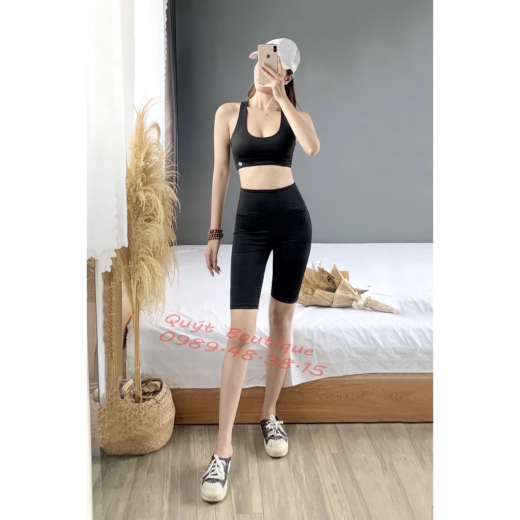 [TẶNG KÈM MÚT] Bộ lửng tập thể thao, gym, yoga, erobic nữ siêu xinh, co giãn 4 chiều, thấm hút mồ hôi tốt D002