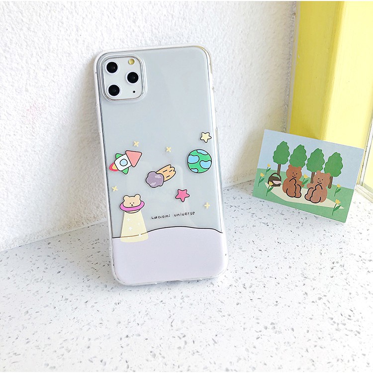 Ốp lưng iphone Gấu Không Gian viền trong chống ố 5/5s/6/6plus/6s/6splus/7/7plus/8/8plus/x/xs/11/12/pro/max/plus/promax