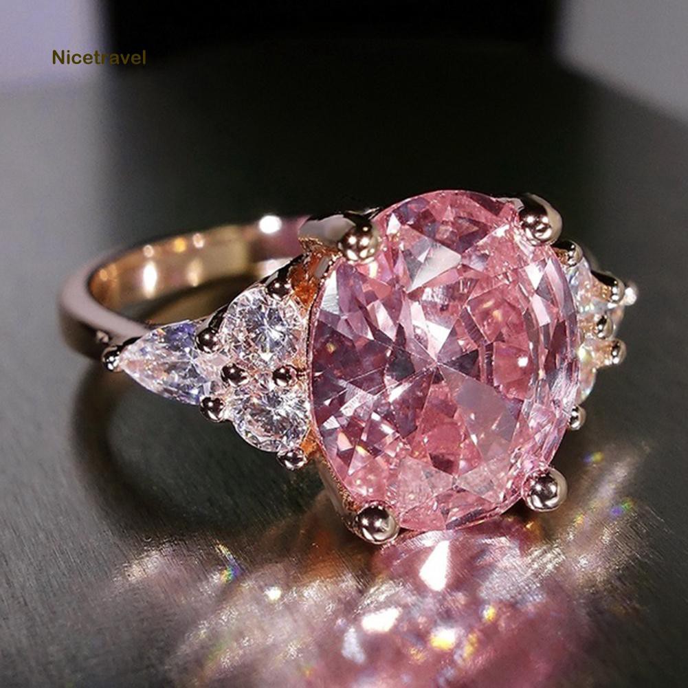 ♠Nhẫn Đính Đá Kim Cương Tròn Thời Trang Cho Nữ