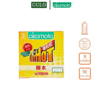 Bao cao su okamoto dot de hot có 1350 gai nổi ấm nóng, truyền nhiệt nhanh hộp 3 chiếc
