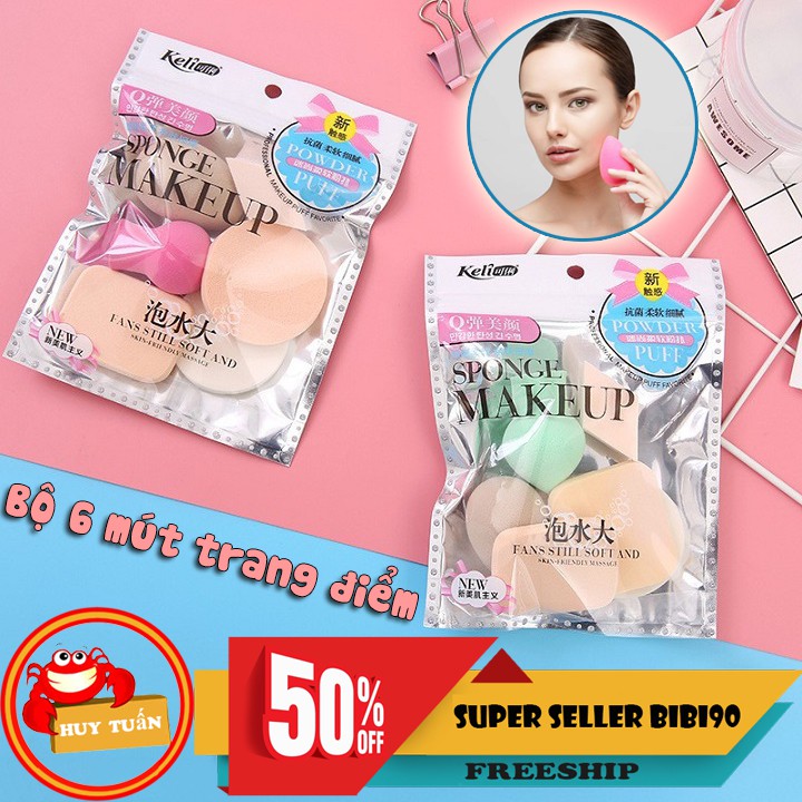 SET 6 mút trang điểm đa chức năng bằng bọt biển KELI