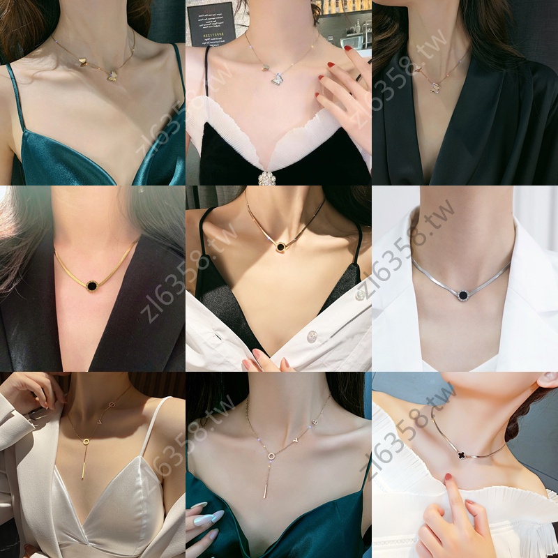 Vòng cổ titan mạ vàng 18K đính kim cương chống gỉ không phai màu làm quà cưới cho nữ