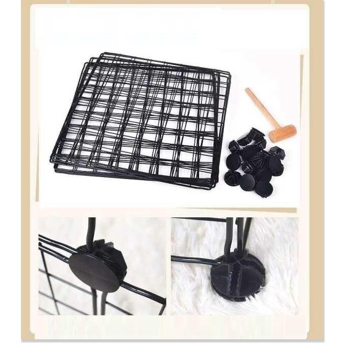 Hanpet- Chuồng ghép quây lưới  70x70x35cm / Chuồng chó mèo lắp ghép từ 8 tấm lưới + 16 chốt / mảnh ghép Quây chó /miếng