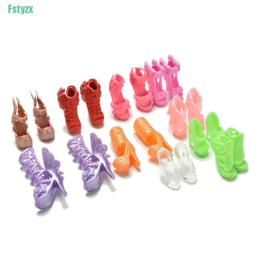 fstyzx 20 Pcs/10 Pairs Fashion Shoes for 11&quot; Barbies Dolls Fixed Styles Color Random