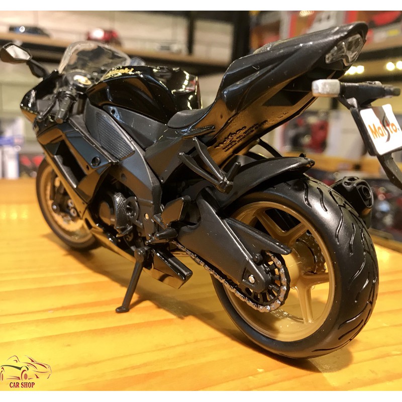 Mô hình xe mô tô siêu xe Kawasaki Ninja ZX tỉ lệ 1:12 màu đen