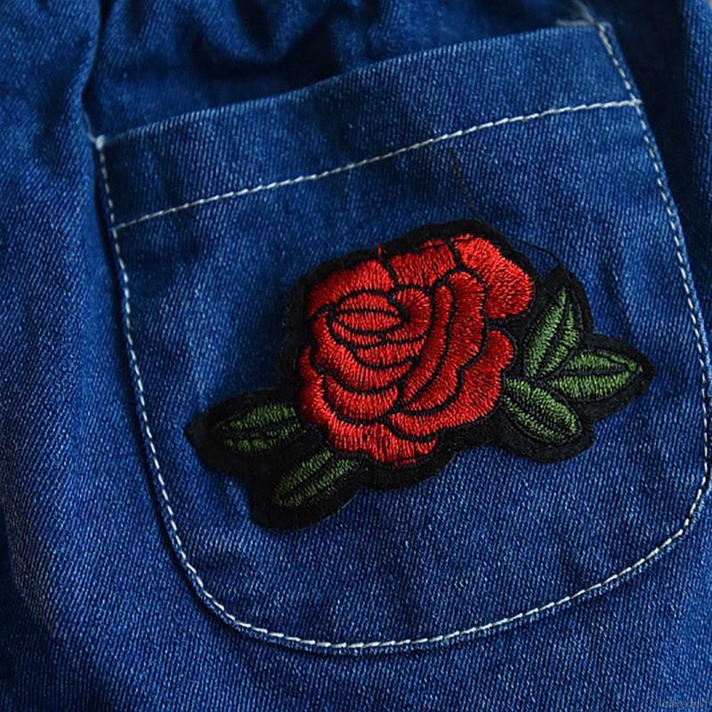 Set áo thun in hoa + chân váy Denim đáng yêu cho bé gái