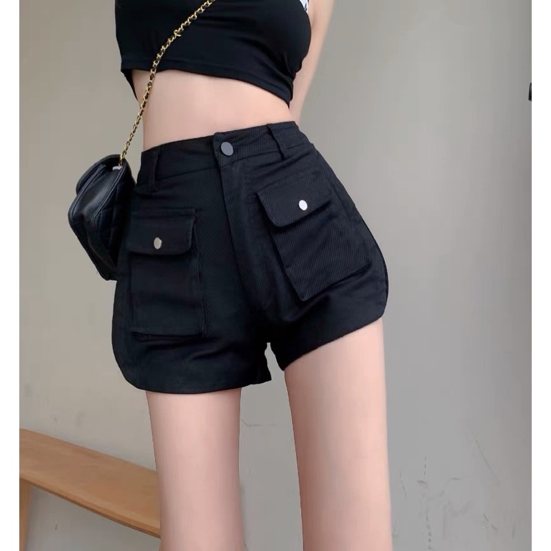 Quần short jean nữ BigSize lưng cao, co dãn mạnh, 2 túi hộp dành cho người béo 3942 molijean