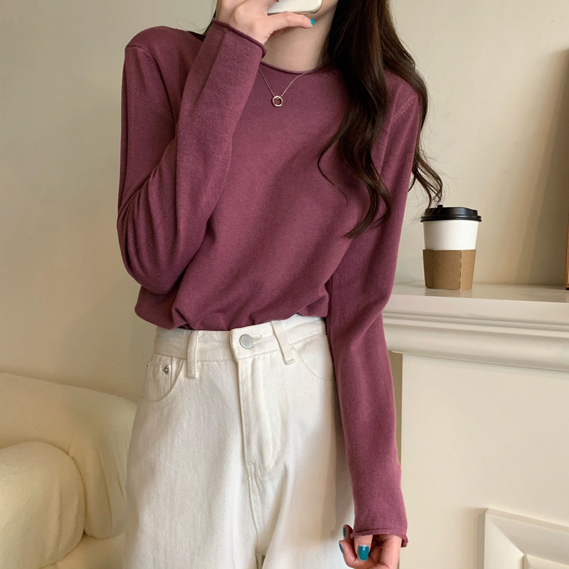 Áo Dệt Kim Tay Dài Cổ Tròn Nhiều Màu Sắc Phong Cách Thời Trang 45485