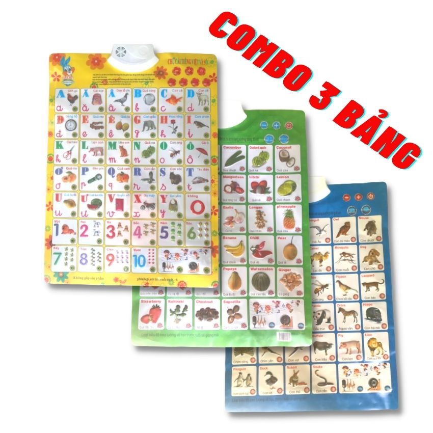 [Combo 3 Bộ+Tặng Pin]Bảng Chữ Cái Điện Tử Vàng, Thông Minh, Biết Nói, Bảng Học Chữ Tiếng Việt ZOLY SHOP