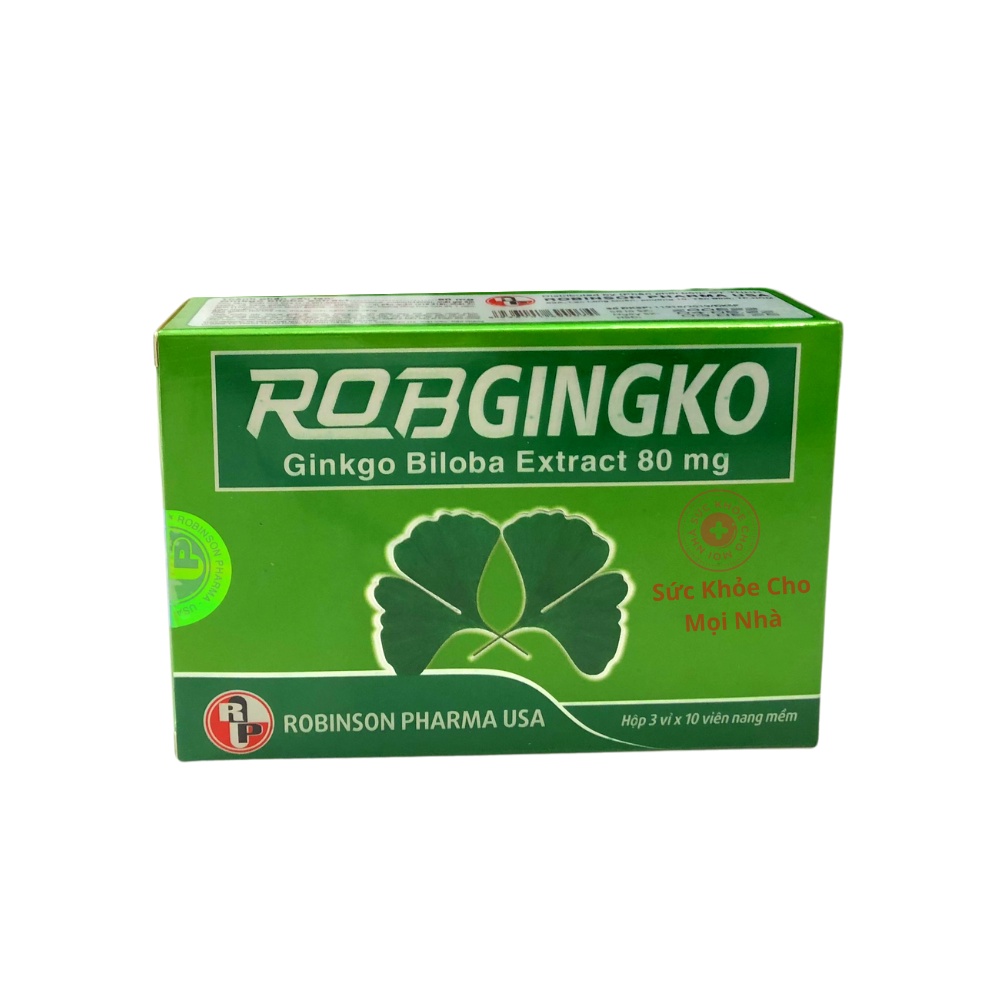 Robgingko. Viên uống bổ não hỗ trợ tăng cường tuần hoàn não và tăng trí nhớ lưu thông máu não hộp 30 viên