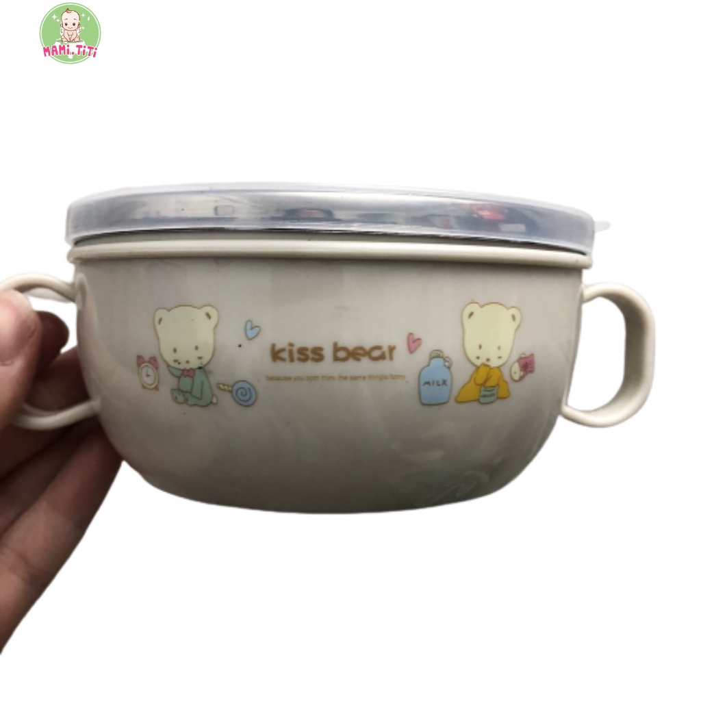 bát ăn dặm lõi inox 304, bát ăn dặm giữ nhiệt kèm thìa cho bé MAMI.TITI