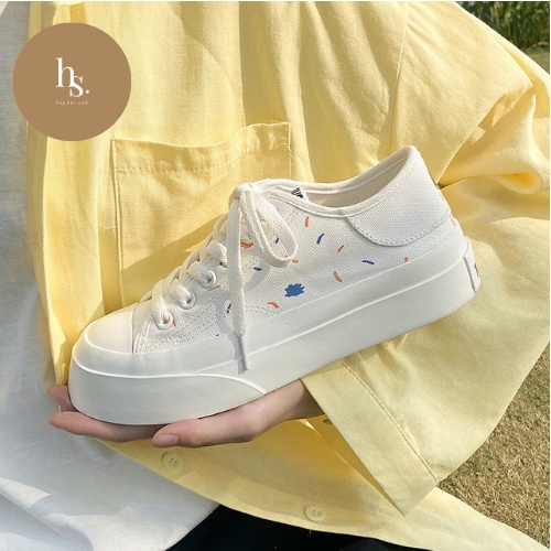 GIÀY Ulzzang thể thao nữ chất vải dáng basic có hình bánh DONUT ở đế