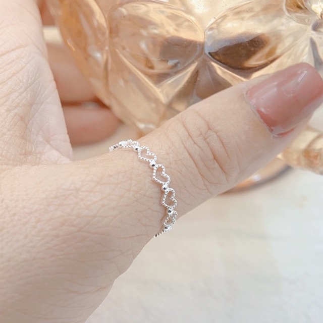 Nhẫn Bạc nữ DaLiA Jewelry hình vòng trái tim hoa đá, đơn giản, sang trọng