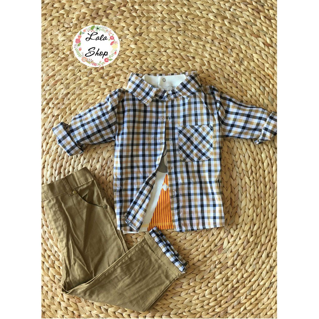 Set áo phông+ sơ mi+ quần kaki