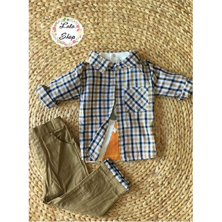 Set áo phông+ sơ mi+ quần kaki