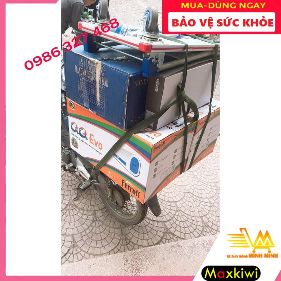 [BH 12th- Hàng Cao Cấp] Xe Đẩy Hàng, Xe Đẩy Inox 4 Bánh Maxkiwi- 200kg Sàn Aluminium Chống Han Gỉ