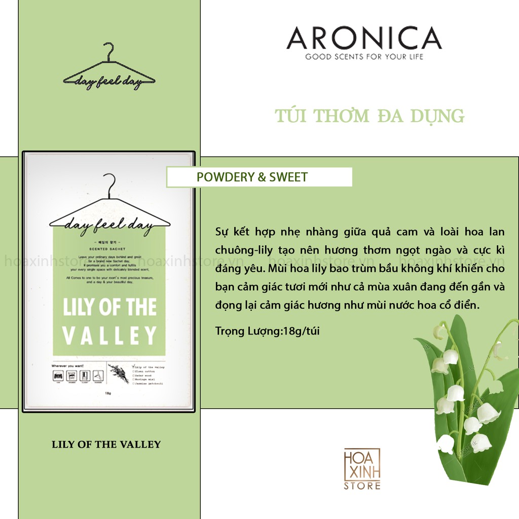 Túi Thơm Đa Năng Aronica Day Feel Day - Lily Of The Valley 18g