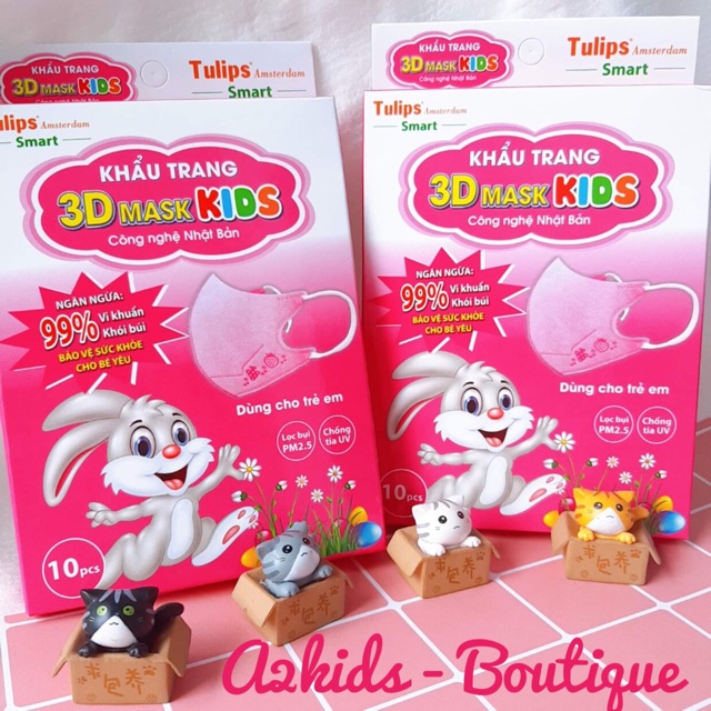 Khẩu trang trẻ em 3D Mask Kids Tulips (Hộp 10 cái)