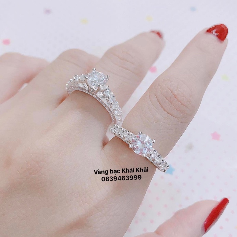 Nhẫn nữ bạc ta siêu sang chảnh dày dặn sáng bóng - Vàng Bạc Khải Khải