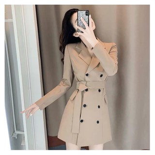 Set áo blaser màu be dài tay - đầm công sở quý phái