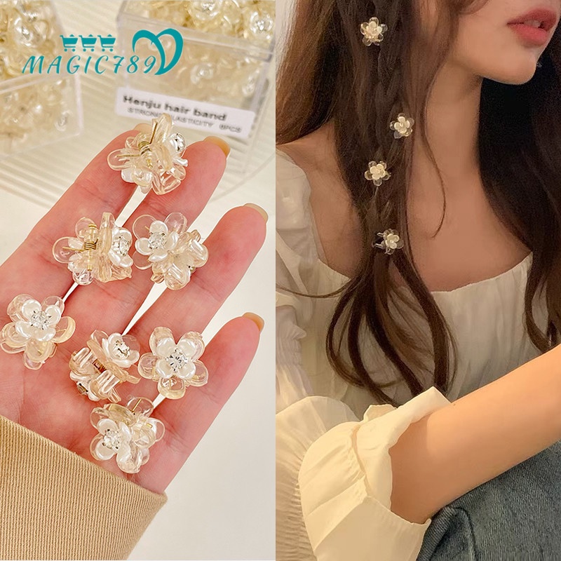 Kẹp Tóc Càng Cua Đính Hoa Nhỏ Bằng Acrylic Thần Kỳ789 Phong Cách Hàn Quốc Cho Nữ