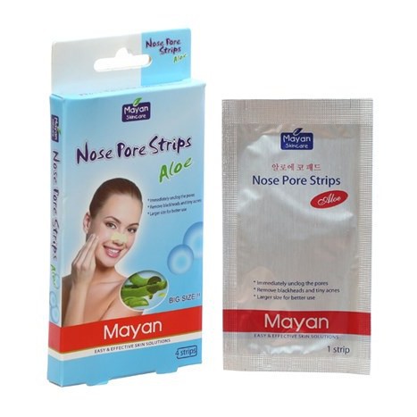 Miếng dán lột mụn cám 2 bên cánh mũi lô hội Mayan Skincare Nose Pore Strips Aloe