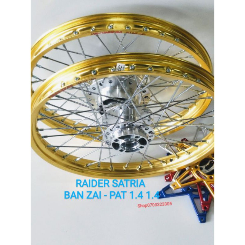 Cặp bánh căm RAIDER SATRIA niền nhôm BAN ZAI thái 1.4 1.4 căm đùm mạ crom loại 1 kèm pát ngôi sao , gắn vừa như zin   .