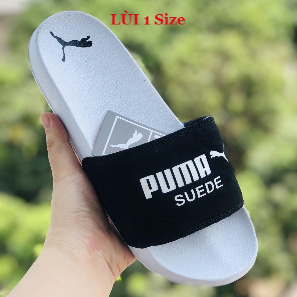 Dép unisex 𝐌𝐋𝐁 𝐏𝐔𝐌𝐀 ❤️FREESHIP + Hộp❤️ dép mlb bóng chày quai ngang thể thao nữ in PUMA da lộn, trăng-quai-đen