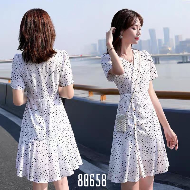 Váy chấm bi nhỏ đen trắng 658