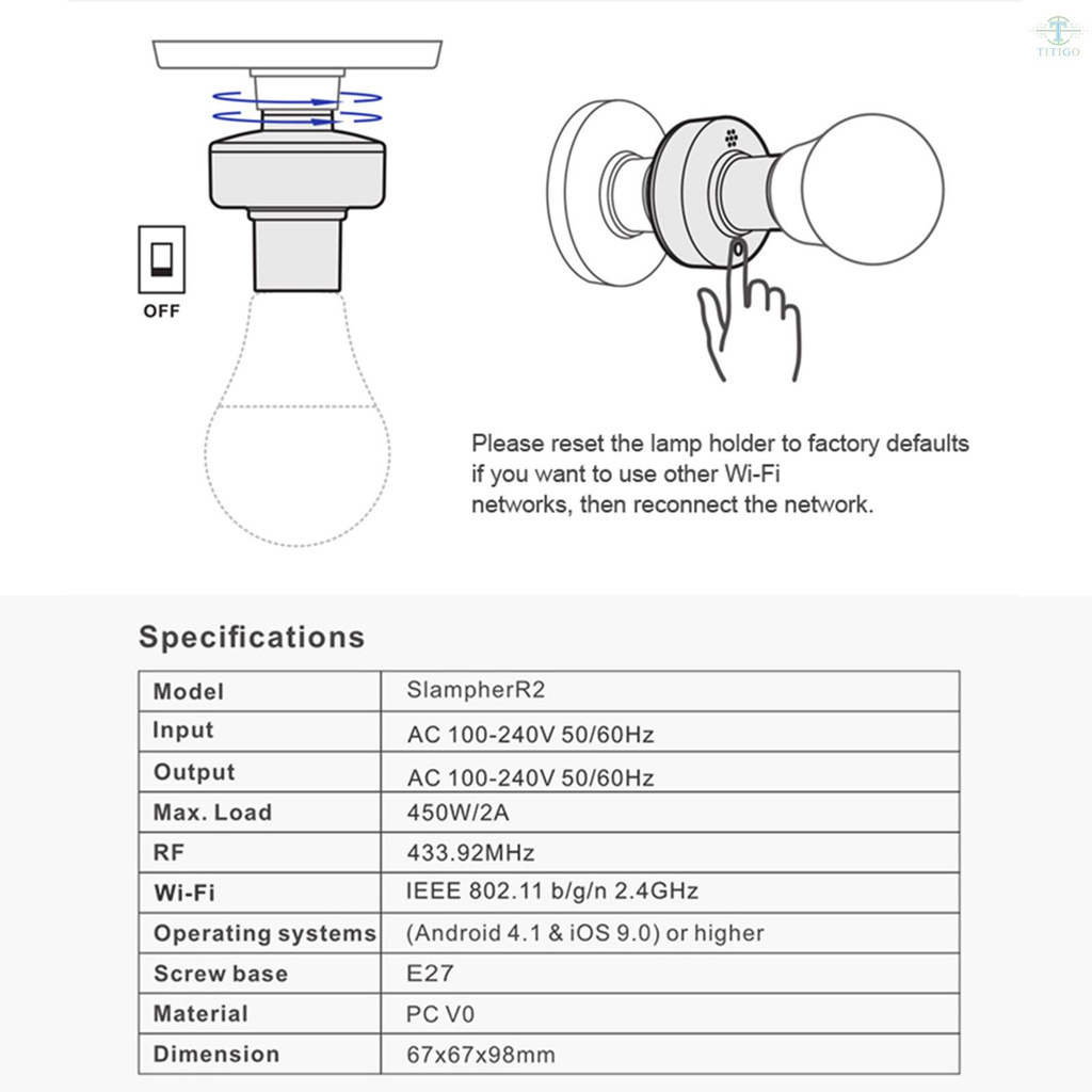 Bóng Đèn Thông Minh Sonoff S Itead Wifi Không Dây 433mhz Điều Khiển Từ Xa Amazon Alexa Google Home / Nest Google