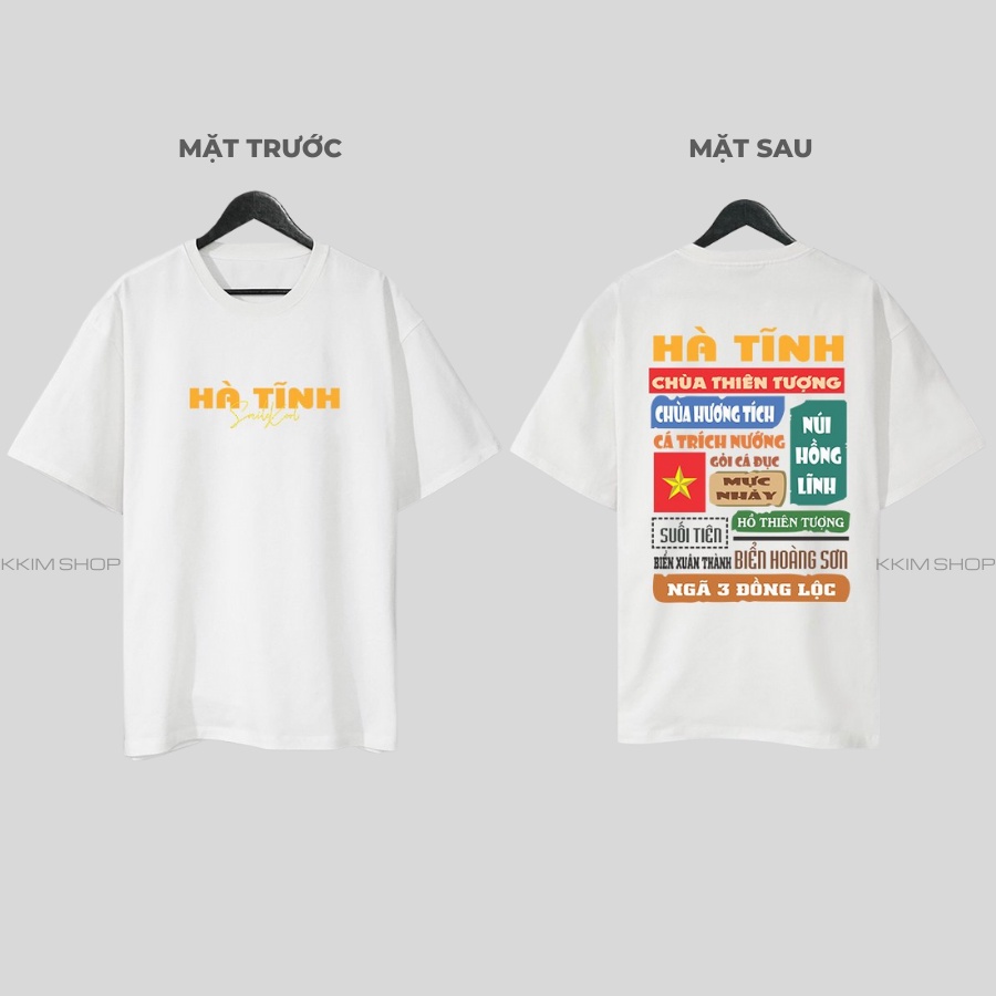 Áo thun tay lỡ HÀ TĨNH, Áo phông 63 tỉnh thành Form rộng oversize, chất liệu Cotton KKIMSHOP