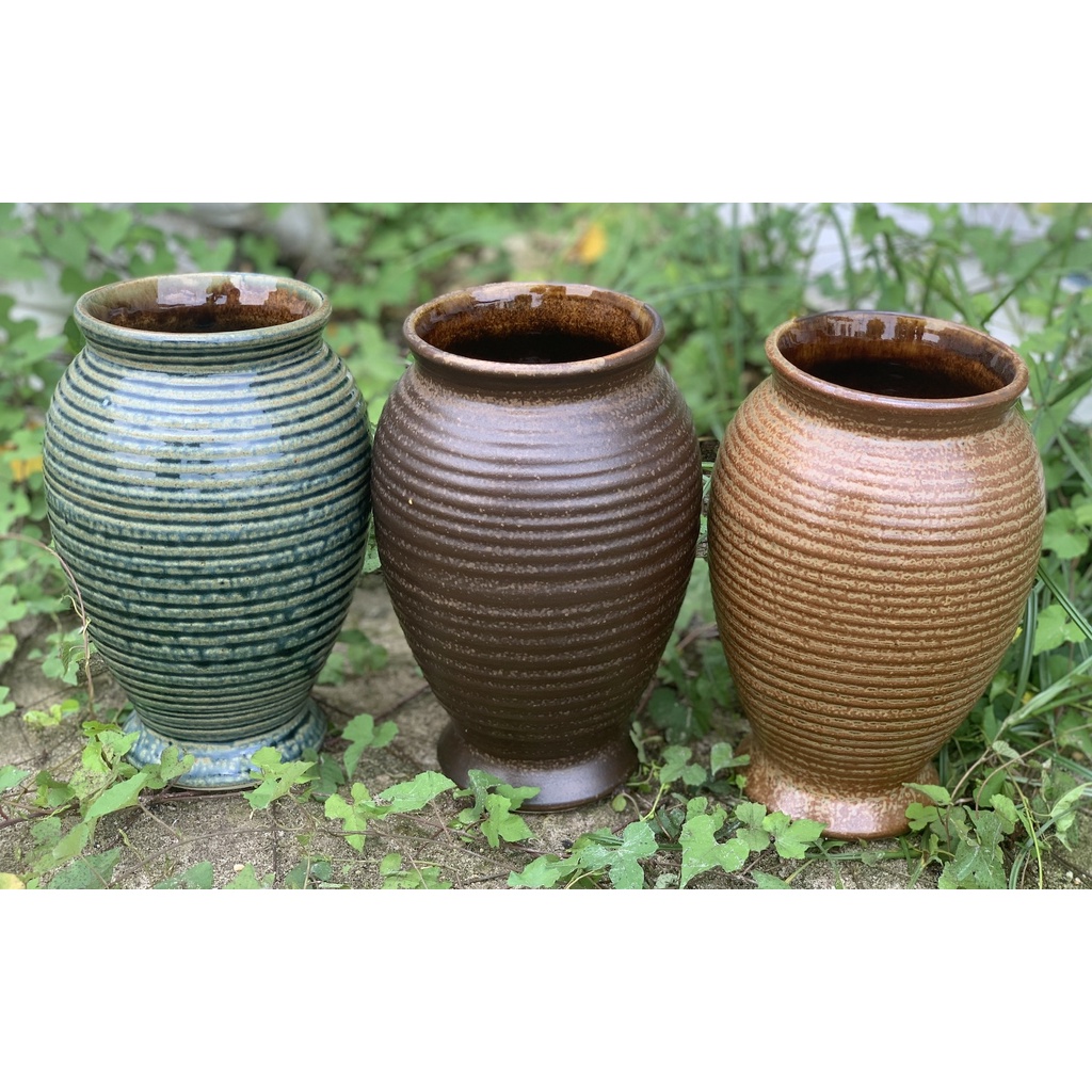 [Giá hủy diệt] Bình gốm cắm hoa hoạ tiết vân nổi kiểu dáng chum rượu- DECOR NHÀ CỬA