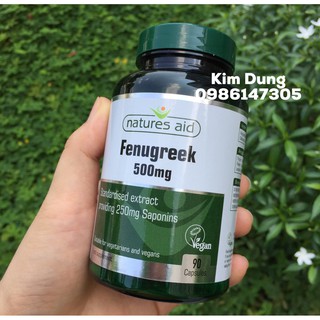 Viên Uống Lợi Sữa Fenugreek Natures Aid 500mg 90 viên (Anh)