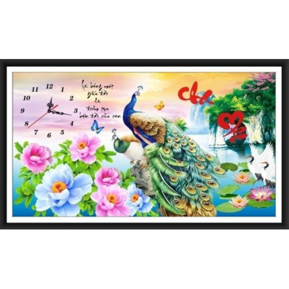 TRANH ĐÍNH ĐÁ ĐÒNG HỒ CHA MẸ VS254 (75X45)