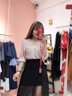 CHÂN VÁY MIDI XẺ TÀ