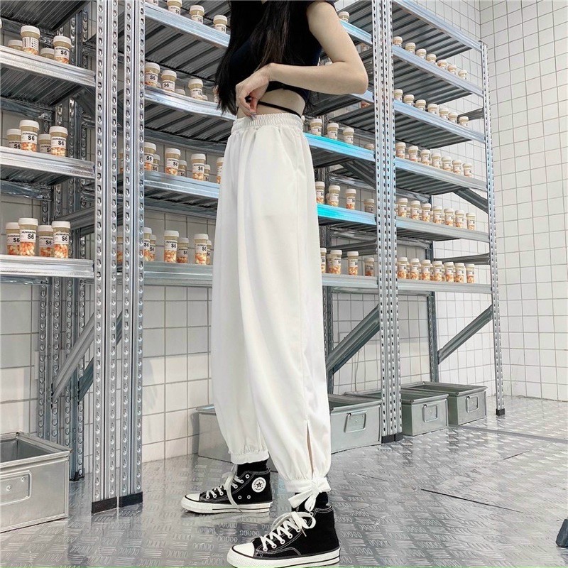 Quần jogger bo chân thắt nơ, kèm ảnh thật treo sào