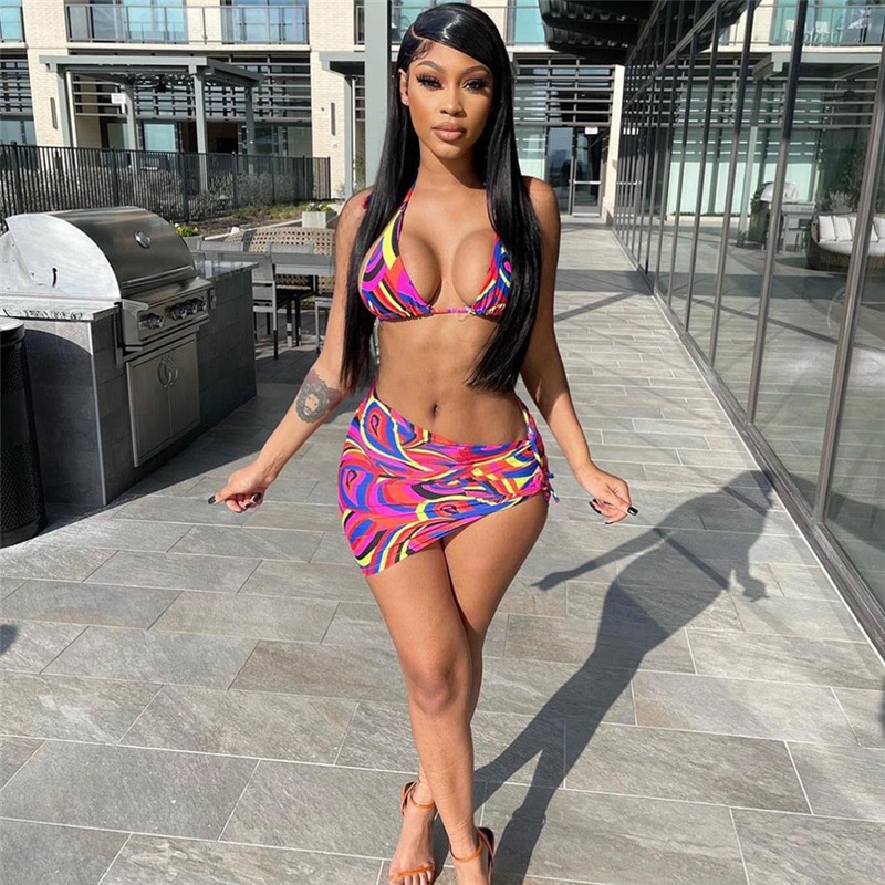 Set Áo Ống + Chân Váy Rút Dây Hoạ Tiết Gợn Sóng Thiết Kế Độc Đáo