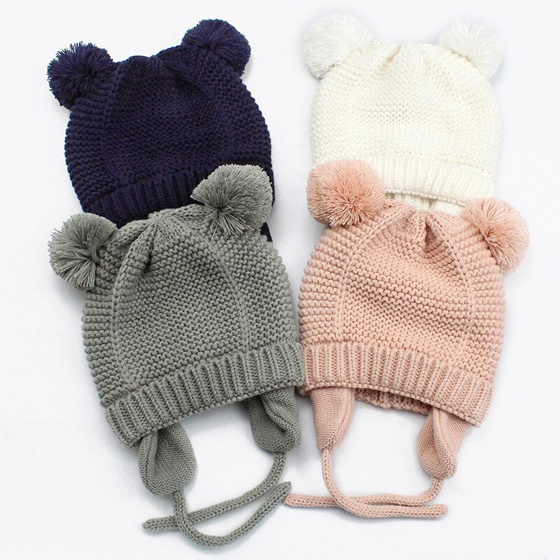 Mũ Beanie Dệt Kim Dày Dặn Giữ Ấm Mùa Đông Cho Bé Trai Và Bé Gái 0-24 Tháng Tuổi