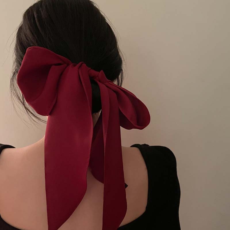 Dây buộc tóc đính nơ ruy băng lụa nhiều màu sắc