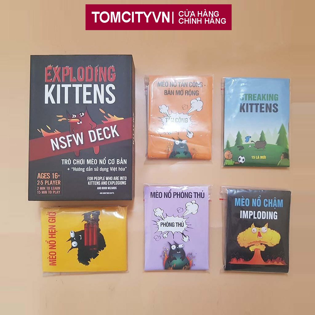 Set Mèo Nổ Tưng Bừng: Combo Mèo Nổ Exploding Kittens Đen + 05 Bản Mở Rộng