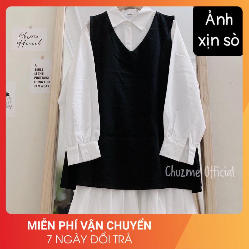 [Video/Ảnh thật] Set bộ váy vintage sơ mi 2 món 24APRIL 🌸 Sơ mi váy chất lụa hàn kèm đai 🌸Bộ đồ nữ váy vintage 🌸 | BigBuy360 - bigbuy360.vn