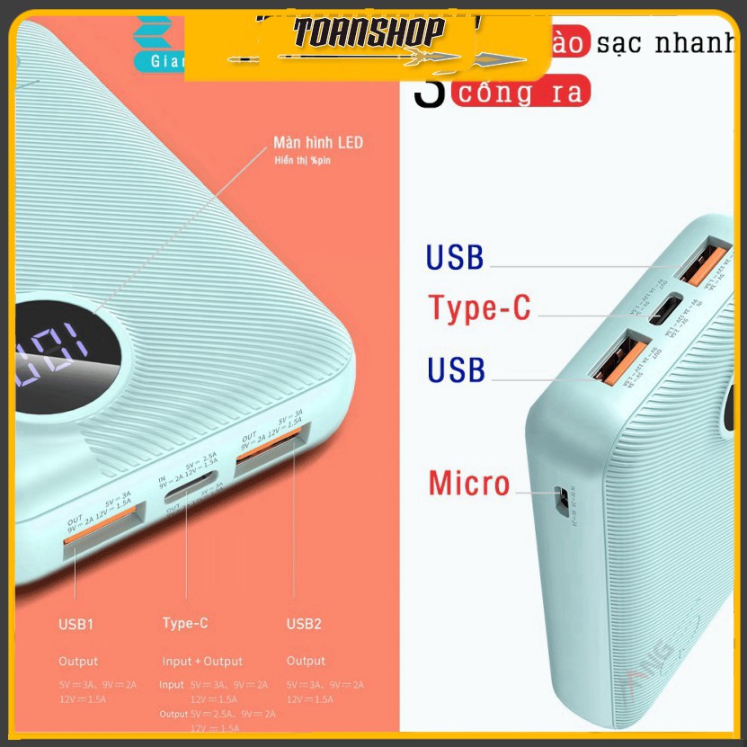 Sạc dự phòng, Pin dự phòng P75 Mini 10.000mAh Sạc nhanh chuẩn PD - Chính hãng RockSpace