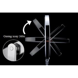 Gương trang điểm bằng inox/đồng cỡ lớn - Gương để bàn 2 mặt xoay 360 độ zoom x2 loại xịn MKZ124