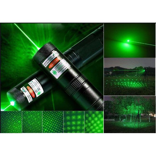 [FREESHIP] Đèn Pin Laser 303 Ánh Sáng Xanh Lá Chiếu Xa Cực Mạnh, Kèm Phụ Kiện Dùng Pin Sạc