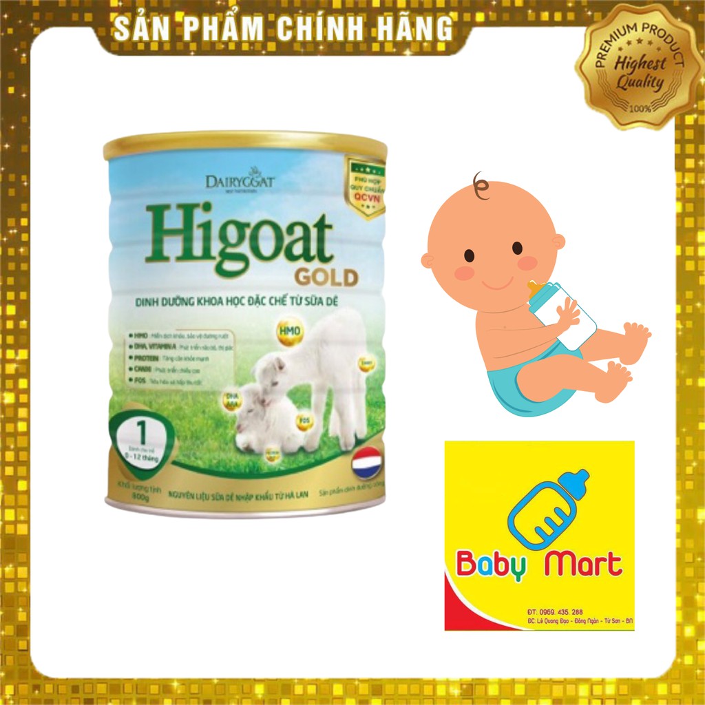 Sữa Dê Higoat GOLD Số 1 Cho Bé 0-12 Tháng Hộp 800g