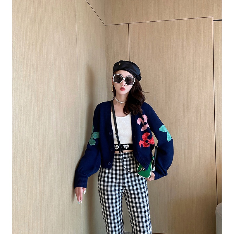 Áo Cadigan Len Hình Hoa Thời Trang Mùa Đông Dành Cho Nữ