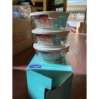 Bộ 3Thủy Tinh Chịu Nhiệt Lock&Lock Easy Seal Container [340ML] Hình tròn P&Q