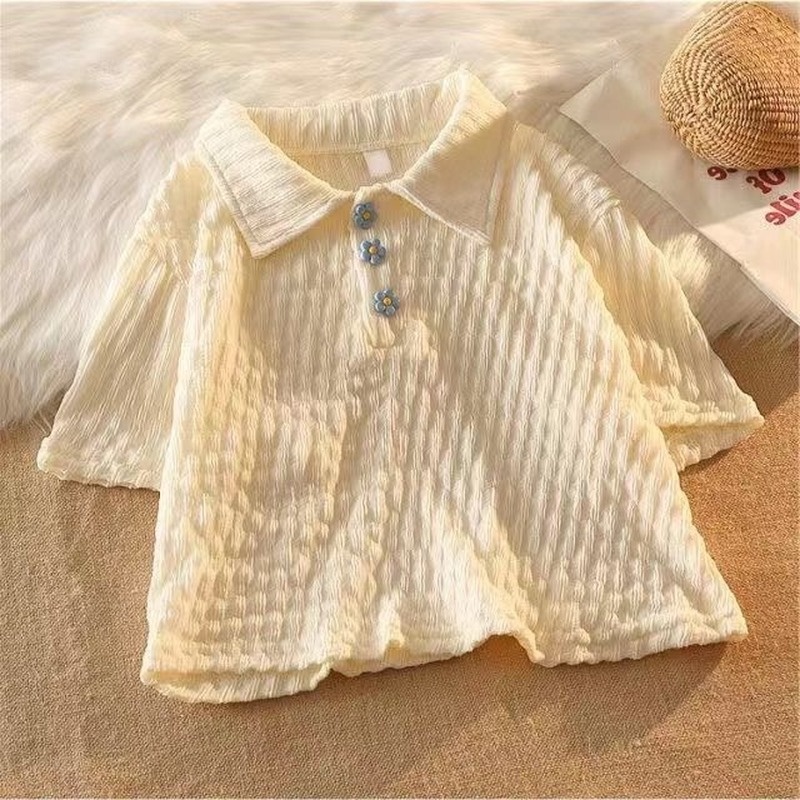 Áo Thun Dệt Kim Tay Ngắn Họa Tiết Hoa Thời Trang Mùa Hè Cho Nữ